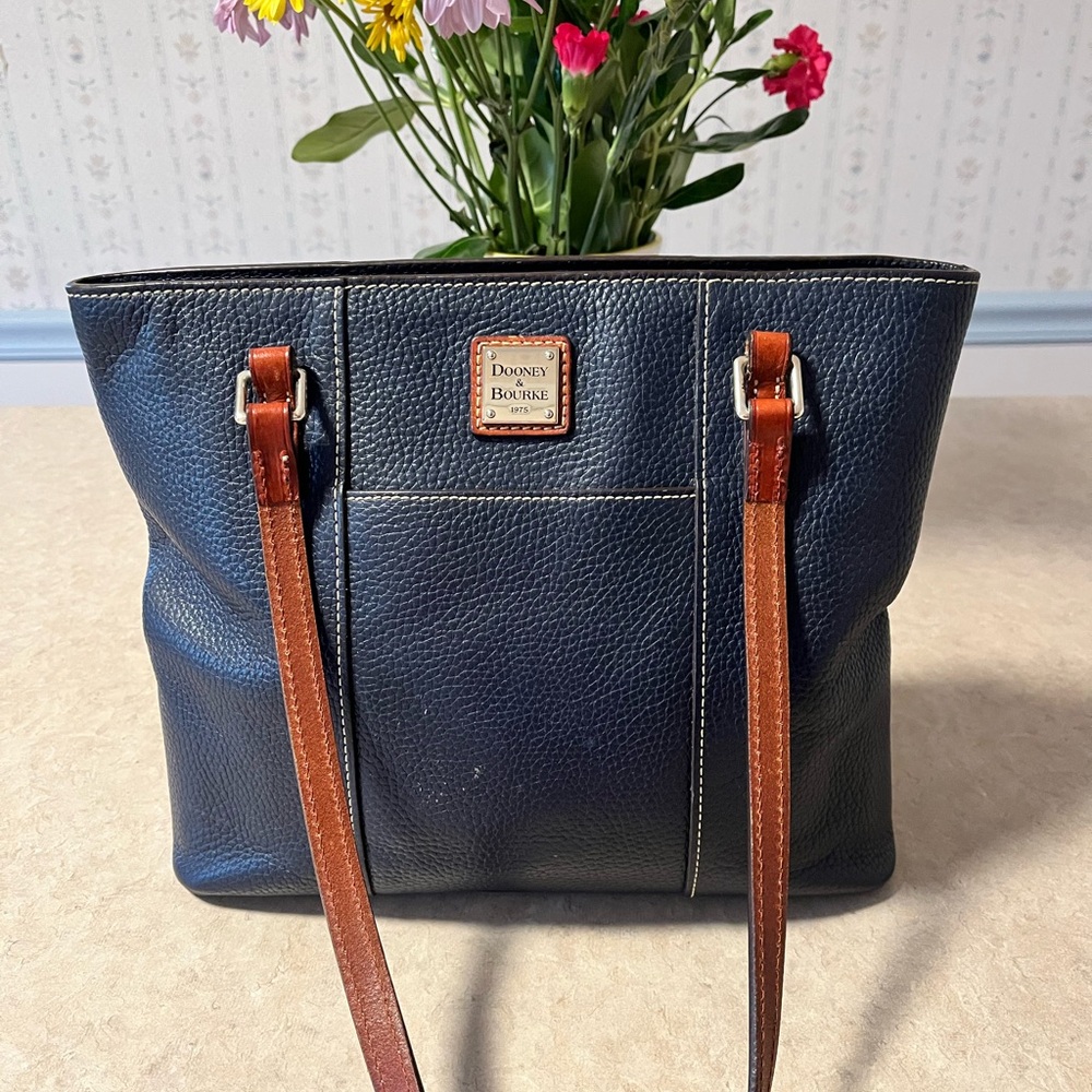 Dooney & Bourke Navy Blue Leather Tote Bag